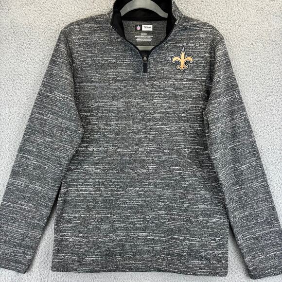 NFL New Orleans Saints Pullover Mens Small Team Apparel 1/4 Zip Heathered Pocket - Picture 1 of 10